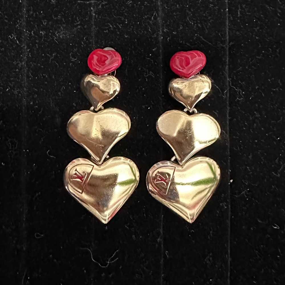 Authentic Louis Vuitton Heart Gold Plated Earrings